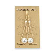 gold dipped swing white pearl earrings