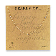 gold dipped small white three pearls necklace