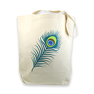peacock feather reusable tote bag