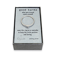 good karma ring sterling silver with hummingbird charm