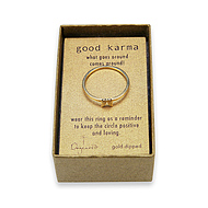 good karma ring gold dipped with angel wings charm size 5