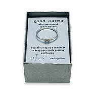 good karma ring sterling silver with angel wings charm size 6