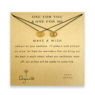 one for you one for me make a wish necklace set with gold dipped peace sign on black