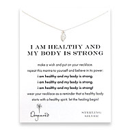 i am healthy and my body is strong reminder necklace with sterling silver angel wing