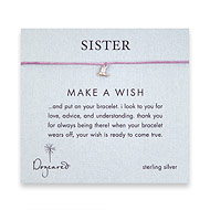 sisters make a wish bracelet with sterling silver hummingbird on lilac irish linen