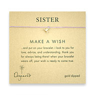 sisters make a wish bracelet with gold dipped hummingbird on lilac irish linen