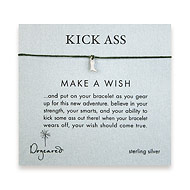 kick ass make a wish bracelet with sterling silver cowboy boot on leaf irish linen