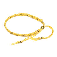friendship bracelet with brass washers on gold waxed cotton