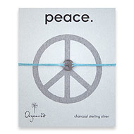 small peace bracelet charcoal on turquoise  irish linen