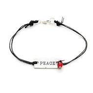 peace engraved word bracelet