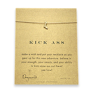 kick ass reminder necklace with gold dipped boot