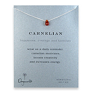 carnelian healing gem reminder necklace, sterling silver