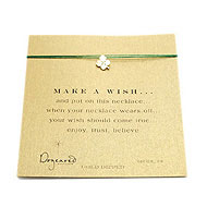 make a wish necklace with gold dipped four leaf clover on green