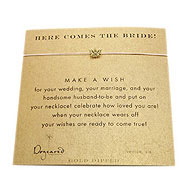here comes the bride make a wish necklace with gold dipped lotus flower on creme