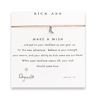 kick ass make a wish necklace with sterling silver boot charm on tobacco