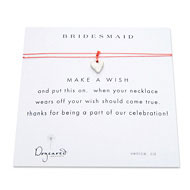 bridesmaid make a wish necklace with sterling silver mini stone heart on coral