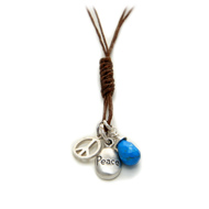the peace necklace --- peace, peace sign and turquoise