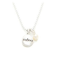 for sisters only necklace --- sisters with white pearl