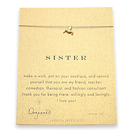 sister reminder necklace with gold dipped hummingbird