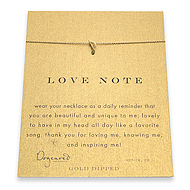 love note reminder necklace with gold dipped music note