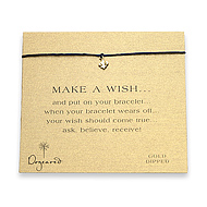 make a wish bracelet with gold dipped fleur di lis on black