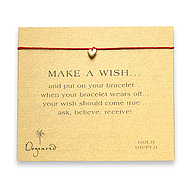 make a wish bracelet with gold dipped stone heart on red