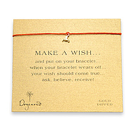 make a wish bracelet with gold dipped hummingbird on orange