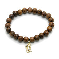 wood bracelet in teak with gold dipped mermaid