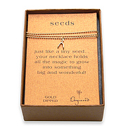seed necklace gold dipped wishbone on tiny ball chain