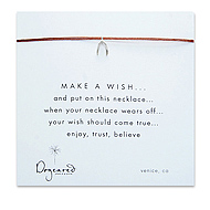 make a wish necklace with sterling silver wishbone on tobacco... the original - 18 inch