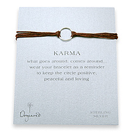 karma bracelet sterling silver on tobacco irish linen