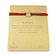 karma bracelet gold dipped on red irish linen