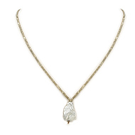 mixed brass bead necklace with sterling silver nugget