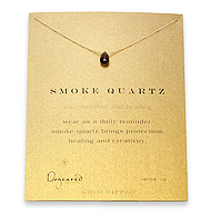 smoke quartz healing gem reminder necklace, gold dipped