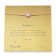 karma pink jade gemstone gold dipped necklace