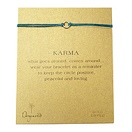 mini karma bracelet gold dipped on teal irish linen