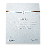mini karma bracelet sterling silver on tobacco irish linen