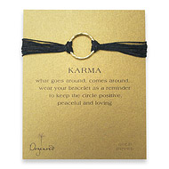 large karma bracelet gold dipped on navy irish linen