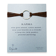 large karma bracelet sterling silver on tobacco irish linen