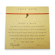 love note make a wish necklace with gold dipped music note on red