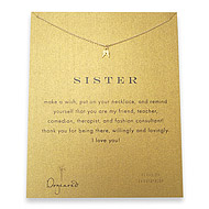 sister reminder necklace with gold dipped teeny angel wings