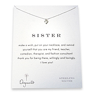 sister reminder necklace with sterling silver cupid heart