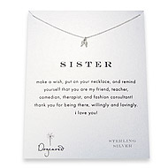 sister reminder necklace with sterling silver teeny angel wings