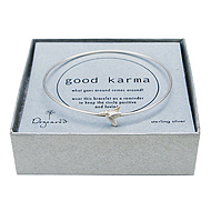 good karma bangle sterling silver with hummingbird charm
