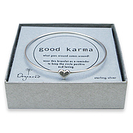 good karma bangle sterling silver with cupid heart charm