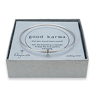 good karma bangle sterling silver with gothic cross charm