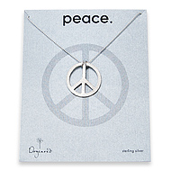 large peace sign sterling silver necklace on tiny ball chain