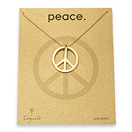 large peace sign gold dipped necklace on tiny ball chain