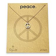 peace sign gold dipped necklace on tiny ball chain