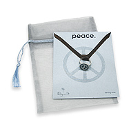 peace ring sterling silver necklace on chocolate leather strap
